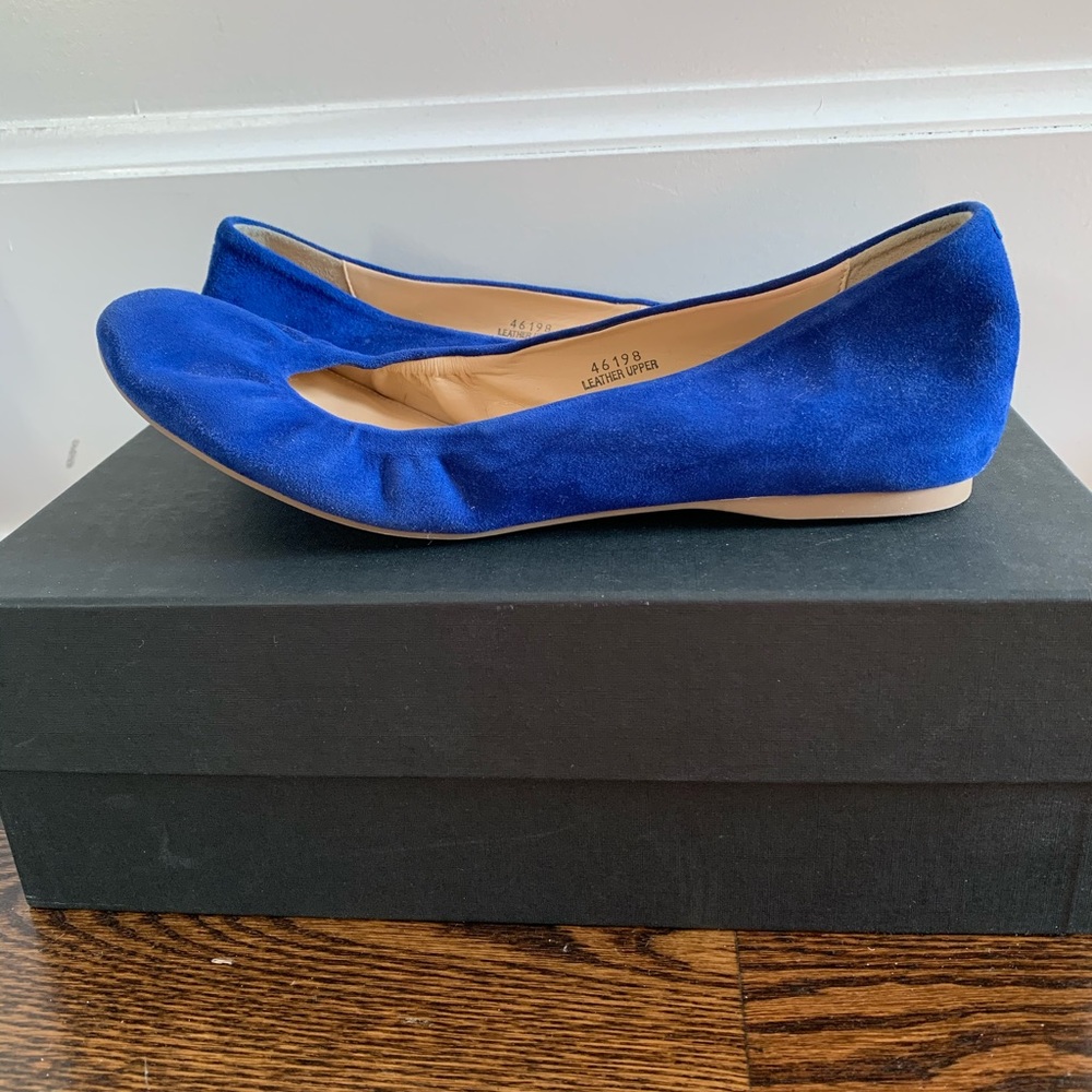 J. Crew Cece Royal Blue Suede Ballet Flats…